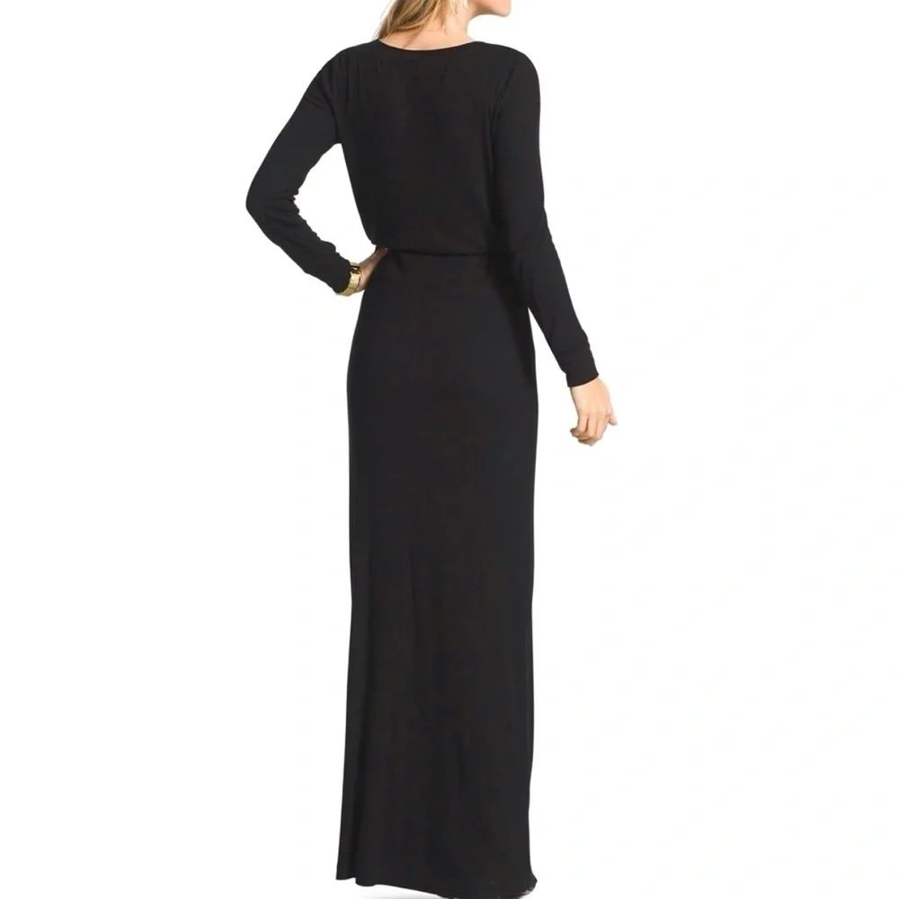 Chicos Cowl Neck Black Ribbed Maxi Dress - M - Picture 3 of 7